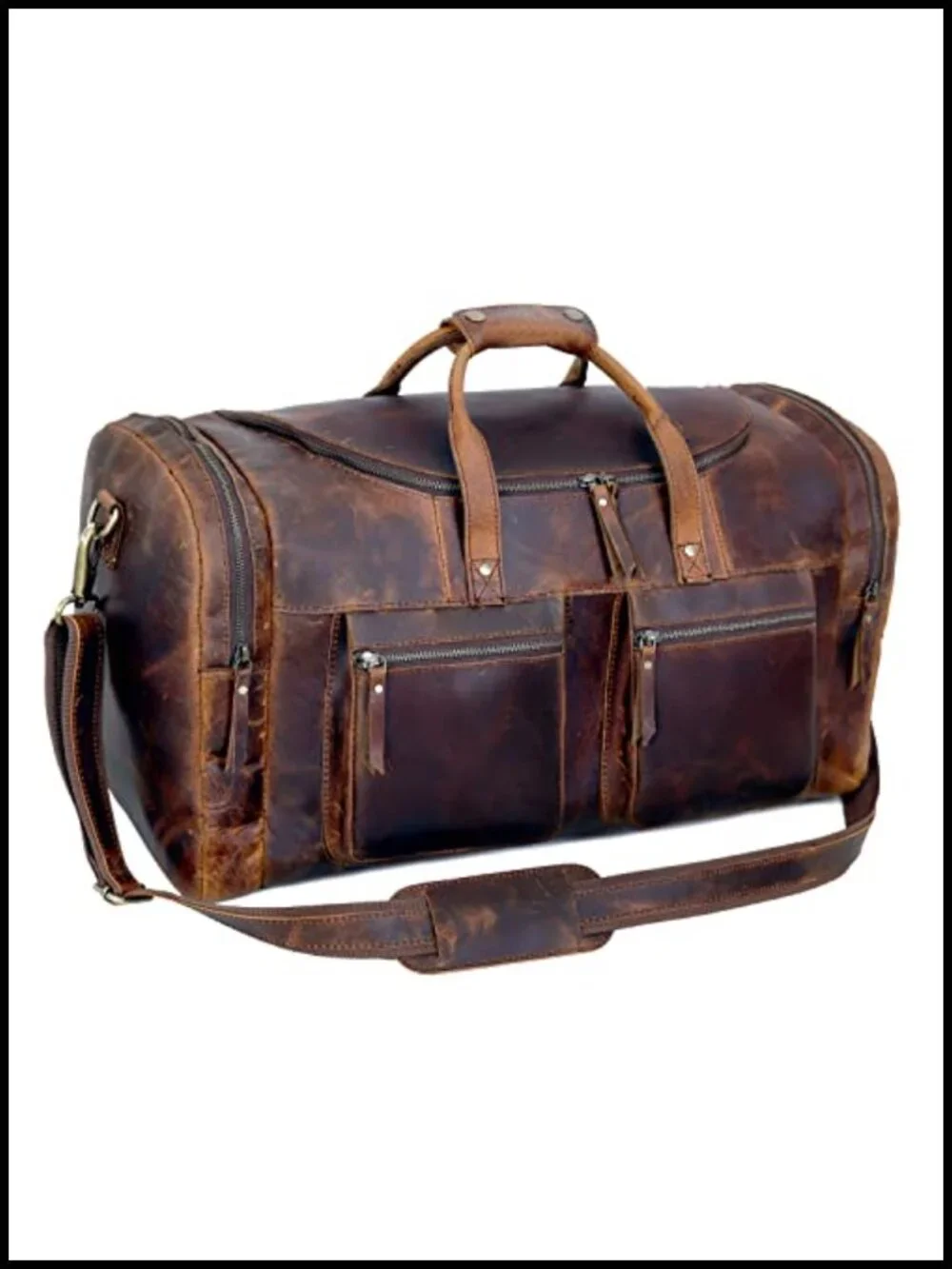 Vintage Leather Duffel Bag Full Grain Cowhide Carry On Luggage Gym Overnight